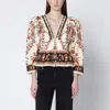 Farm Rio Sand “majestic Garden Lace” Blouse In Multi