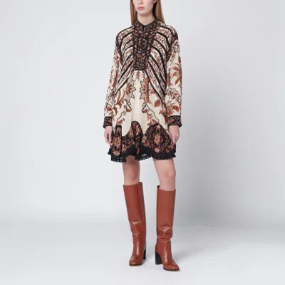 FARM RIO FARM RIO SAND MAJESTIC GARDEN LACE MINI DRESS