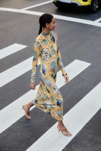 Farm Rio Sand Mystical Long Sleeve Maxi Dress In Multi