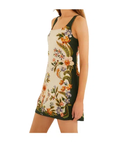 Farm Rio Sand Nature Square Neck Mini Dress In Multi