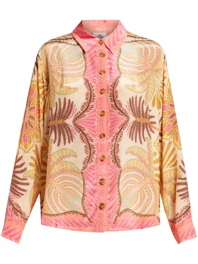 Farm Rio Sand Palm Scarf Shirt In Nude