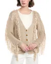 Farm Rio Sand Stripes Fringes Knit Cardigan In Multi