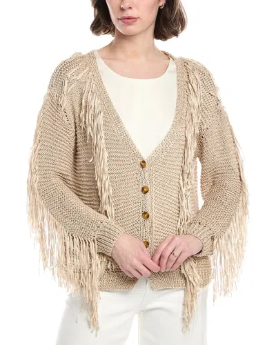 Farm Rio Sand Stripes Fringes Knit Cardigan In Multi