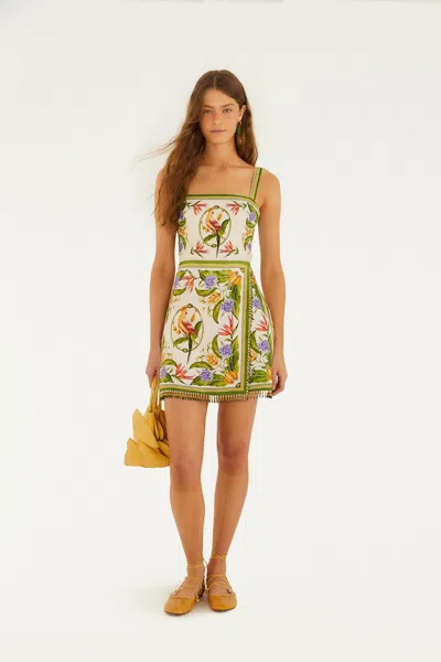 Farm Rio Sand Tropical Scarf Euroflax Premium Linen Sleeveless Mini Dress