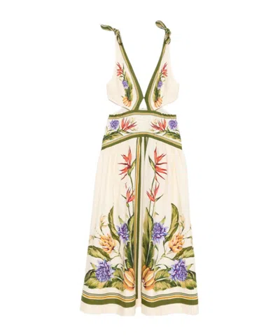 Sand Tropical Scarf Lenzing Ecovero Euroflax Maxi Dress In Multi from FARM Rio