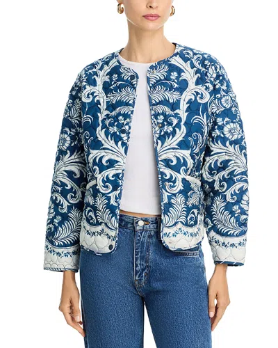 Farm Rio Santorini Quilted Jacket In Blue