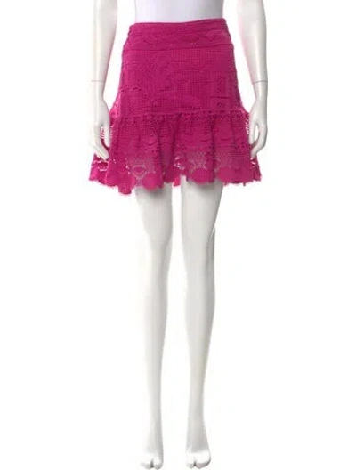 Pre-owned Farm Rio Scalloped Accent Mini Skirt In Pink