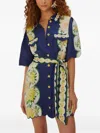 Farm Rio Scalloped Floral Garden Mini Dress In Blue