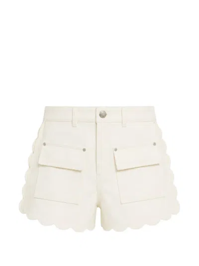 Farm Rio Scalloped-edge Cargo Shorts In Neutral