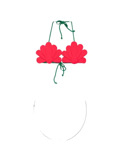 Farm Rio Scalloped-edge Triangle Bikini Top In Green