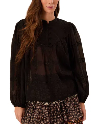 Farm Rio Scallops Blouse In Black