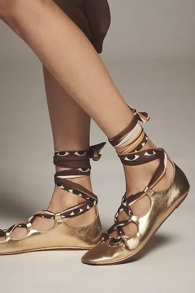 Farm Rio Scarf Ballerina Flats In Gold