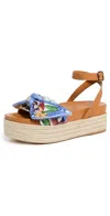 Farm Rio Camel Scarf Flatform Espadrille In Camel