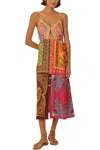 Farm Rio Mixed Scarves Cutout Sundress In Multi
