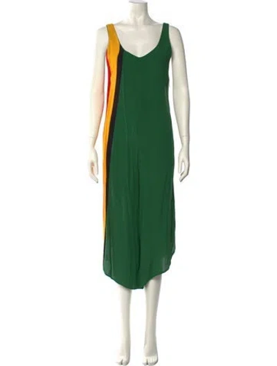 Pre-owned Farm Rio Scoop Neck Jumpsuit In Green