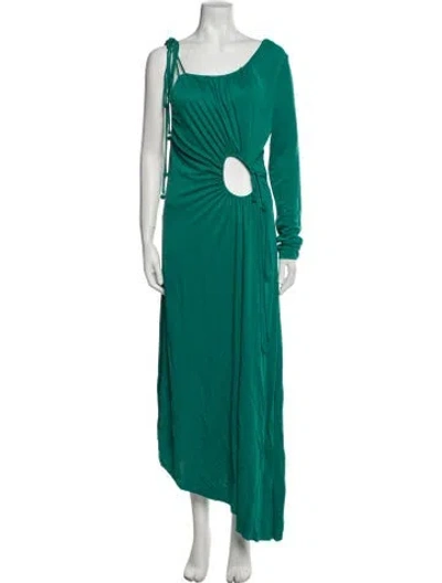 Pre-owned Farm Rio Scoop Neck Long Dress In Green