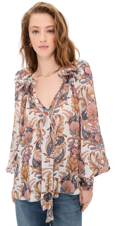Farm Rio Sea Garden Blouse Sea Garden Off-white In Multi