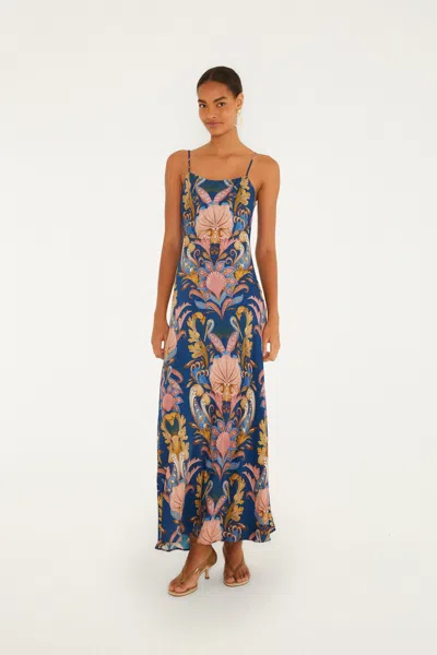 Farm Rio Sea Garden Maxi Dress In Blue