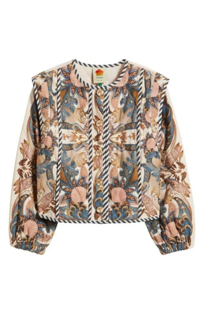 Farm Rio Sea Garden Print Button Front Jacket In Multi