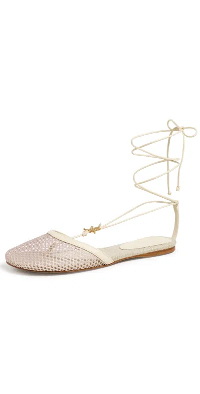 Farm Rio Sea Lace Up Mules Ivory In White