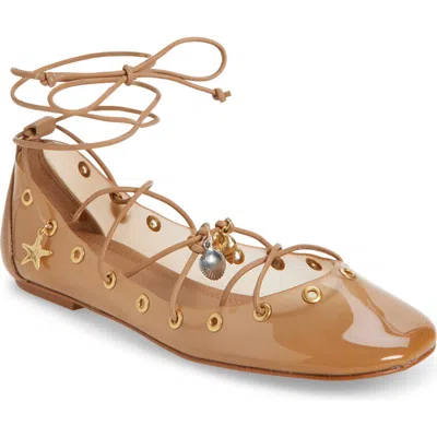 Farm Rio Sea Lace-up Jelly Ballerina Flat In Brown