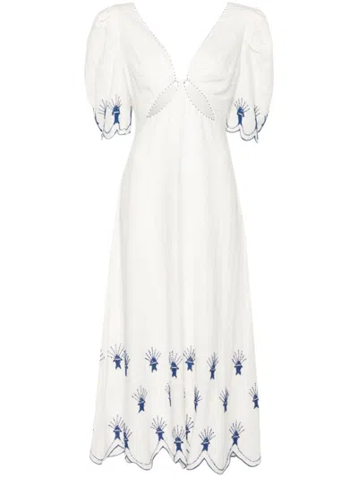 Farm Rio Sea Of Fish Maxikleid In Weiss