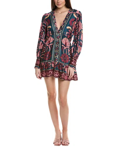 FARM RIO SEASHEEL TAPESTRY MINI DRESS
