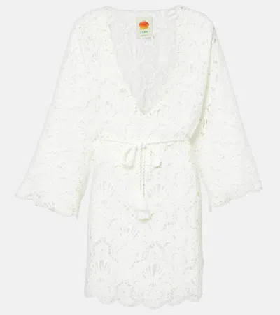 Farm Rio Seashell Broderie Anglaise Cotton Beach Dress In White
