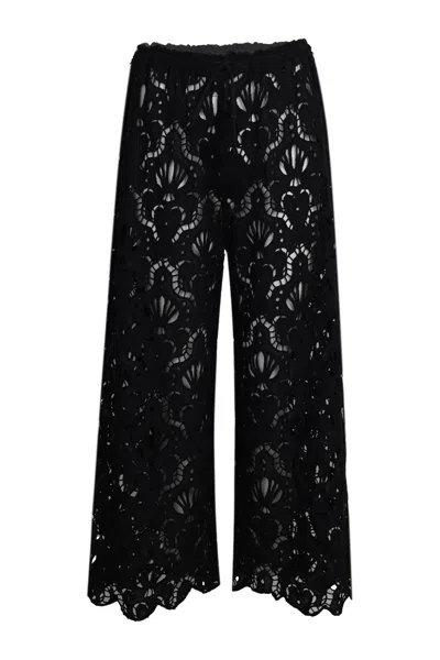 Farm Rio Seashell Eyelet Pants Black