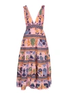 Farm Rio Seashell Tapestry Cotton Midi Dress In Pink