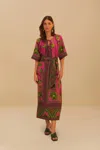 Farm Rio Pink Ana Tapestry Maxi Dress In Pink