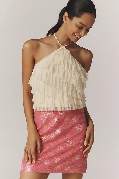 Farm Rio Sequin Mini Skirt In Neutral