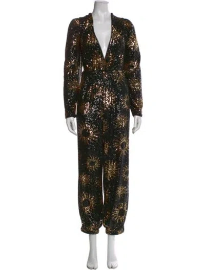 Pre-owned Farm Rio Sequin Printed Jumpsuit In Multi