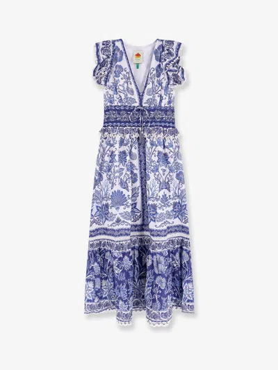 Farm Rio Shell Garden Cotton Long Dress In Multi