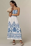 Farm Rio Shell Garden Sleeveless Midi Dress In Shell Garden Off-white In Blue