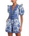 Farm Rio Shell Garden Romper In Blue