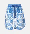Farm Rio Shell Garden Shorts In Blue