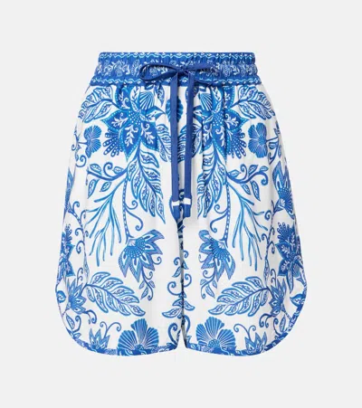 Farm Rio Shell Garden Shorts In Blue