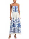 Farm Rio Shell Garden Sleeveless Midi Dress In Shell Garden Off-white In Blue