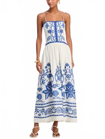 Farm Rio Shell Garden Sleeveless Midi Dress In Shell Garden Off-white In Blue