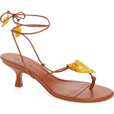 Farm Rio Shell Macrame Kitten Heel Sandal In Brown