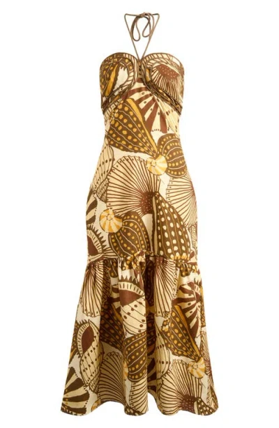 Farm Rio Shell Mix Sand Linen Dress