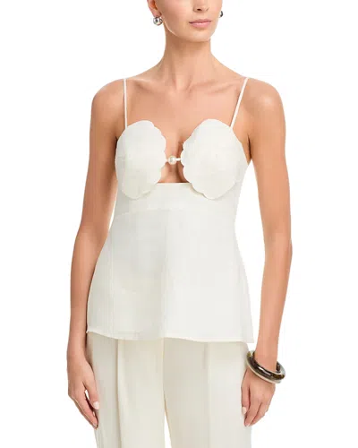 Farm Rio Shell Peplum Linen Blouse In White