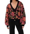 Farm Rio Shiny Chita Knit Cardigan Shiny Chita Black In Black