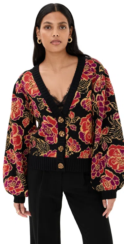 Farm Rio Shiny Chita Knit Cardigan Shiny Chita Black