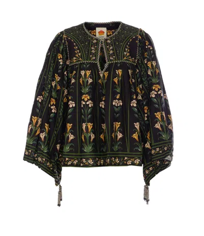 Farm Rio Floral Pattern Shirt In Black