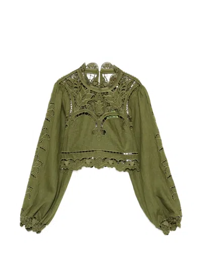 Farm Rio Cut-out Blouse In Green