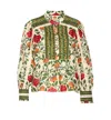 Farm Rio Garden Tapestry Print Popover Shirt In Green