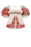 Farm Rio Printed Linen Blend Blouse In Pink