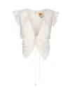 Farm Rio Butterfly Broderie Anglaise Cotton Blouse In White